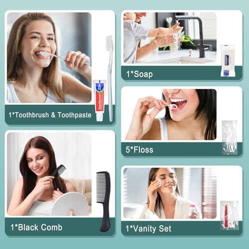 5 Sets Personal Hygiene Kit - Disposable Toothbrush, Toothpaste, Soap & Floss