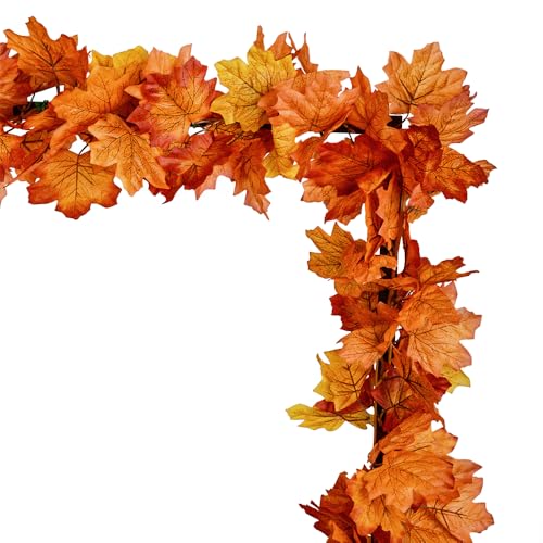 Set of 3 Artificial Fall Leaf Garlands - 18 ft Maple Decor