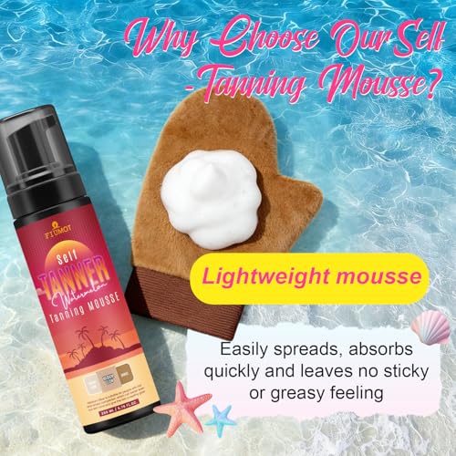 Self-Tanning Mousse for Natural Sun-Kissed Glow - Fast-Drying & Streak-Free, 6.76 FL