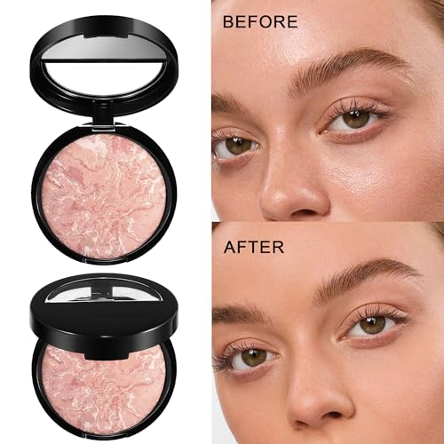 AKARY Baked Powder Foundation - Oil Control, Buildable Coverage, 03 Light Beige