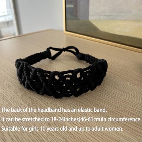 Hixixi 3PCS Cotton Rope Wide Braided Headbands for Women Girls Boho Stretch Hair Accessories