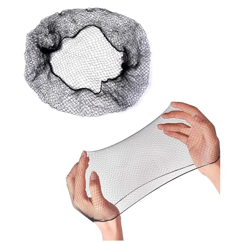 32 Inch Large Black Elastic Hair Nets - 100 Pcs Invisible Mesh