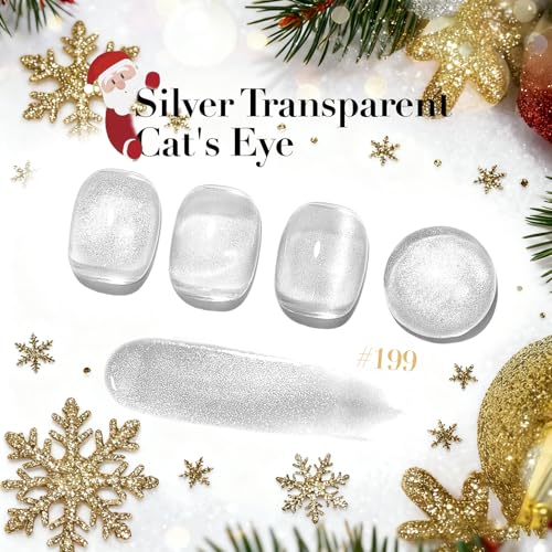 AzureBeauty C-Silver Cat Eye Magnetic Nail Polish Fast Dry Glitter Top Coat for Women Girls
