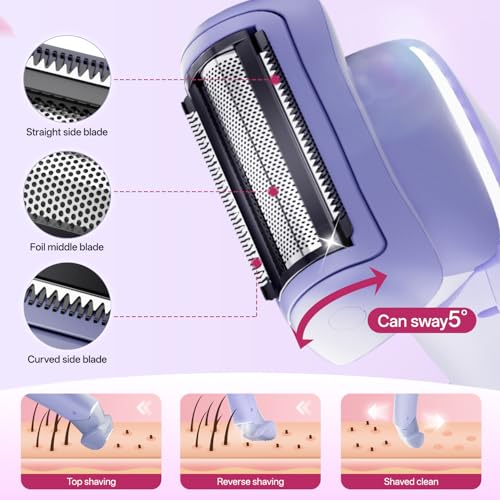Krofaue 3-in-1 Women Electric Shaver Waterproof Wet & Dry Grooming