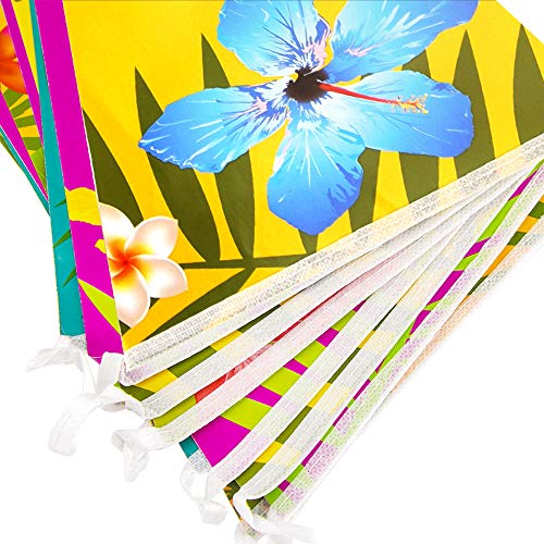 FEPITO Hawaiian Bunting Banner - 4 Pack Tropical Luau Decor