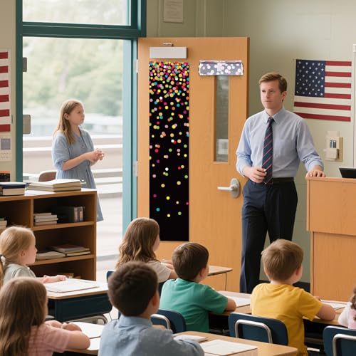 Colorful Polka Dot Classroom Door Window Covers - 2 Pack