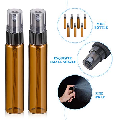Lurrose 10pcs Amber Glass Spray Bottles - 10ml Travel Size