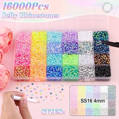 16000 Pcs 4mm Multicolored Resin Rhinestones with B7000 Glue - DIY Crafting Kit