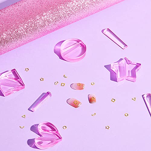 Patelai 4 Pcs Nail Embossed Molds for Nail Art - Heart, Star, Circle, Square