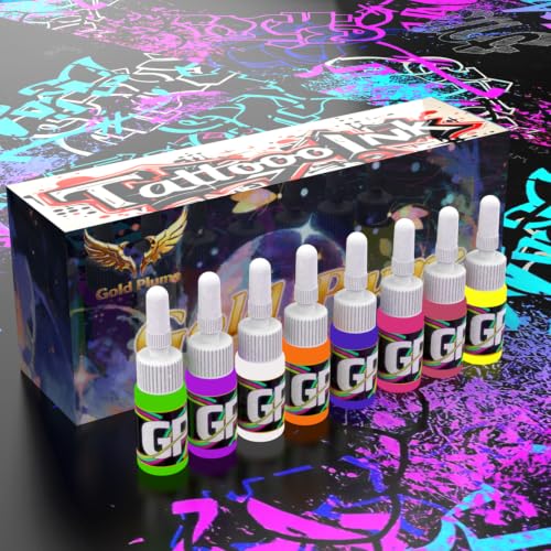 Gold Plume YGMS-8 8-Color Tattoo Ink Set 0.17oz for Artists & Beginners