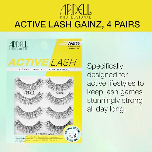 Ardell Gainz Lashes - Sweat-Proof Wispy False Eyelashes, 4 Pairs