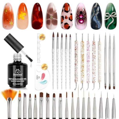 Beetles Multicolor Nail Art Brushes Kit - 31pcs Blooming Gel Set