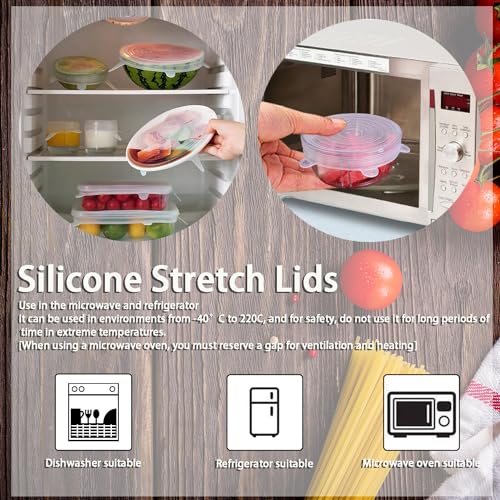Silicone Stretch Lids Set - 6 Reusable Food Storage Covers, 4.53in