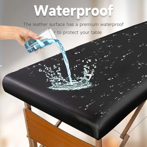 WUSOUPU Waterproof PU Leather Massage Table Cover - Elastic Fitted Protector