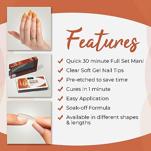 IBD Short Almond Soft Gel Nail Tips - 504 Pre-Etched Nails