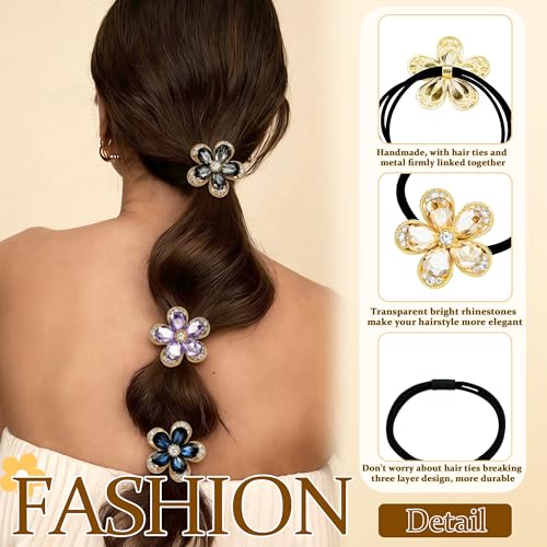 CWJCYTNSN 10 Pcs Flower Hair Cuff Ponytail Holders Black Elastic Hair Ties Kit