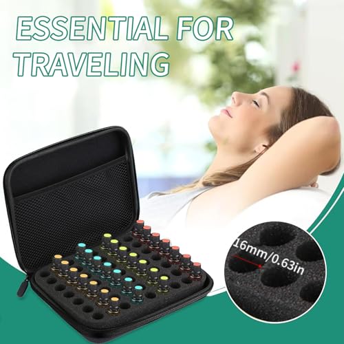 Patravious Black 63 Slots Essential Oil Carrying Case - Portable Waterproof Organizer