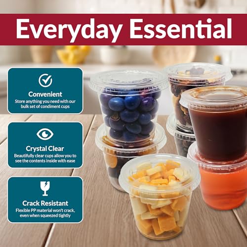 Reli. 5.5 oz Disposable Condiment Containers with Lids - 100 Sets