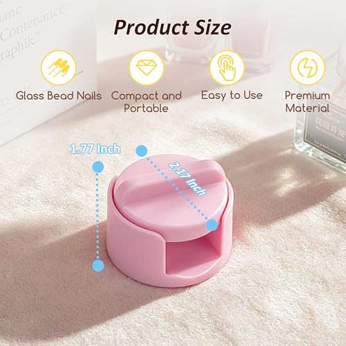 Fantovo Glass Bead Nail Magnet - 360° Rotating Spinning Top for Magnetic Nail Polish, DIY & Salon Use, Pink - Magnetic Nail Art Tool