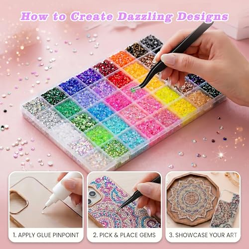 33,000 Pcs Bedazzler Kit - 3mm Flatback Rhinestones with Glue & Tools