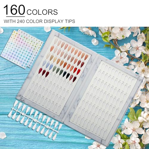 White Nail Color Book with 240 False Tips & Number Stickers - Professional Nail Swatch Organizer