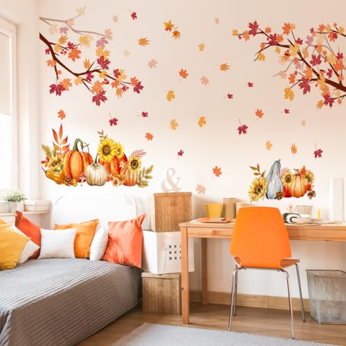 Autumn Maple Leaf Wall Decals - Removable Stickers for Decor