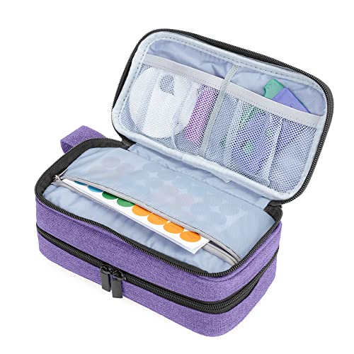 LUXJA Double-Layer Essential Oil Case - Holds 12 Bottles, Purple
