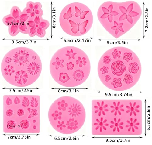 Flower Silicone Molds Set for Cake Decoration - Food-Grade Pink Molds