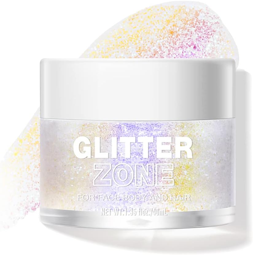 LANGMANNI Holographic Body Glitter Gel - Color Changing Vegan Glitter for Face, Hair & Lips | 1.35 oz (Sparkling Pink)