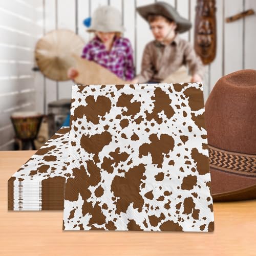 40Pcs Cow Print Napkins for Farm Birthday Party - Disposable Tissue Paper