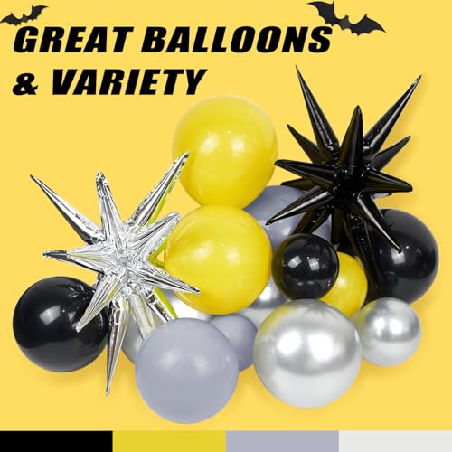 127-Piece Black and Yellow Balloon Arch Kit for Parties