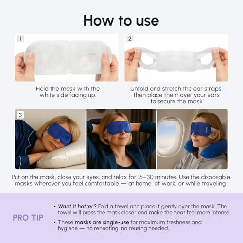 MAREE Heated Eye Masks for Dry Eyes ? Steam Eye Mask Disposable ? Self Heating Eye Mask for Puffy Eye ? Facial Steamer Alternative for Relaxation ? Warm Compress for Eyes ? Spa Gift for Women