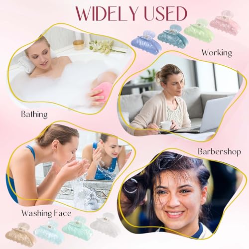 Yuxung 8 Pcs Large Marble Acrylic Hair Claw Clips - Multicolor