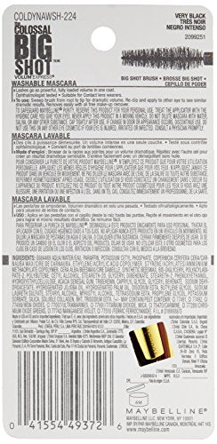 Maybelline Volum' Express Big Shot Washable Mascara – Bold Lash Volume, Very Black, 0.33 fl oz