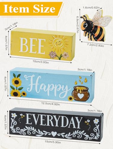 Bee Wooden Tabletop Decor - Bee Happy Everyday Sign for Home
