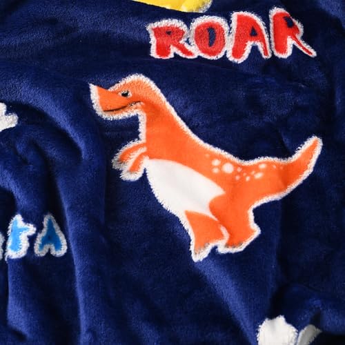Dinosaur Glow in the Dark Blanket for Kids - Soft Fleece Throw (50"x60")