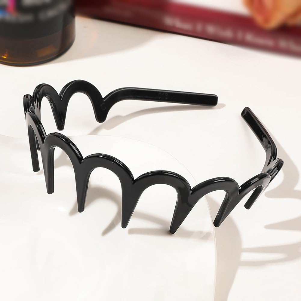 UUYYEO 4 Pcs Plastic Zig Zag Headbands Wavy Hair Bands Tooth Comb Hairband Teeth Hair Hoops Wave Head Bands Non Slip Hairbands Sports Hair Band Effortless Hair Accessories for Women