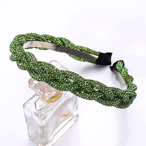HSWE Green Twist Rhinestone Headband for St. Patrick's Day Irish Festival Party