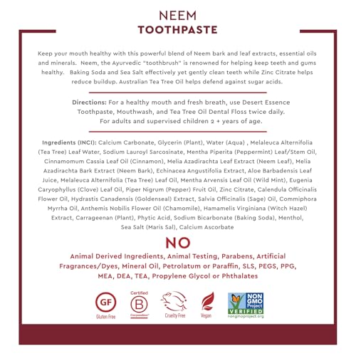 Desert Essence Neem Cinnamint Toothpaste 6.25 oz Fluoride & SLS Free - Pack of 1