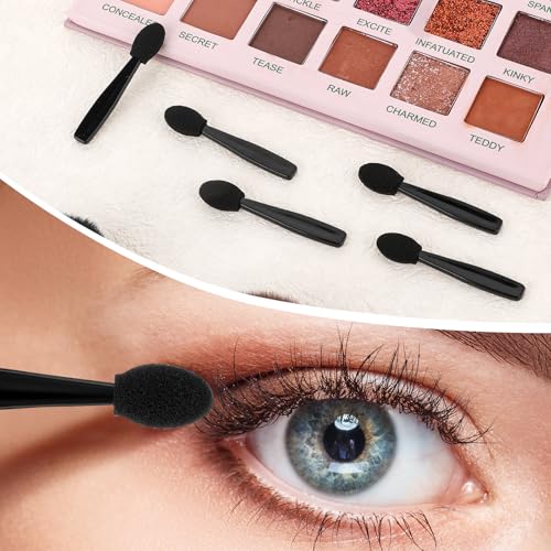50 Pcs Dual Sided Eye Shadow Applicator Brushes - Reusable & Portable