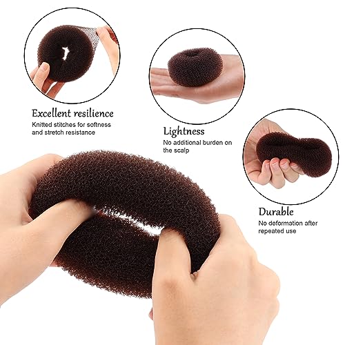 Brown Hair Bun Maker Set 12pcs Large Donuts for Thick Hair & Elegant Updos - Size L