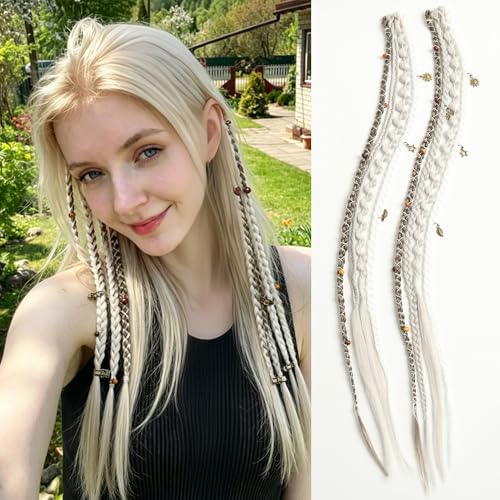 Eliza 16" Clip-In Braid Hair Extensions - Mixed Gray Boho Dreadlocks