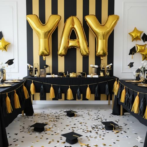 40-Inch Gold YAY Balloon Banner - Giant Foil Party Decoration