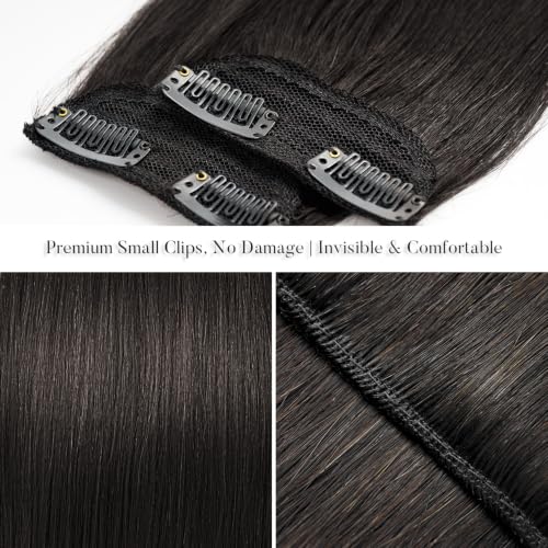JIAMEISI 6 Inch Natural Black Short Hair Extensions 2Pcs Real Remy Clip-Ins for Volume & DIY Bangs