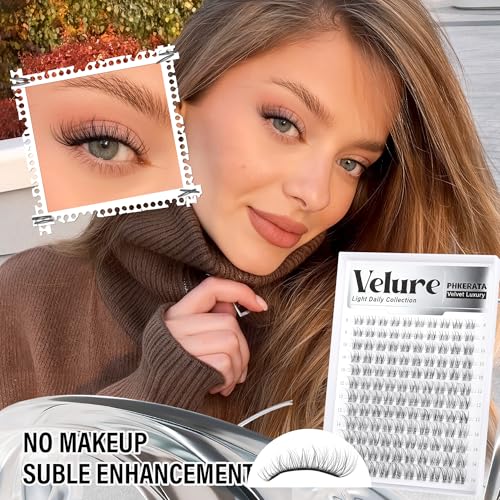 PHKERATA Velure Lash Clusters Kit - 8-18mm Wispy Extensions