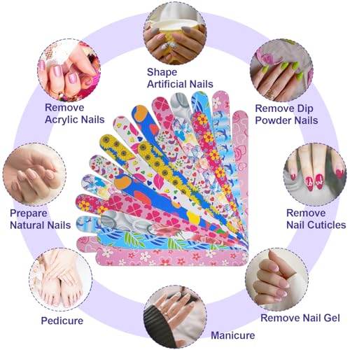 Colorful Double-Sided Nail Files 24 Pack - Professional Buffing & Shaping Tools