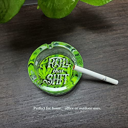 Round Green Leaf Cigarette Ashtray | Durable Indoor & Outdoor Use