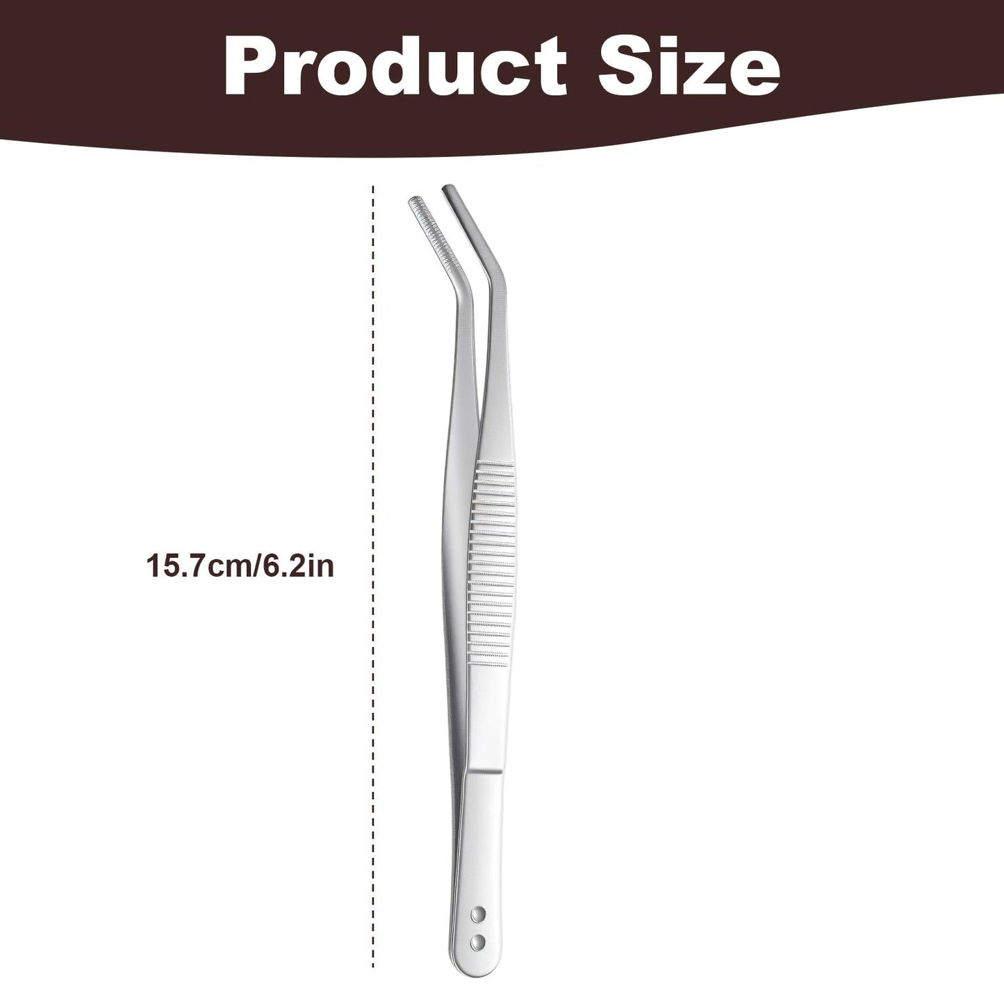 XLIUAX 35 Pcs Stainless Steel Tweezers with Curved Serrated Tip, 6" Sewing Machine Tweezer Non-Slip High Precision Multipurpose Tweezer for Craft Sewing Repair Supplies, Silver