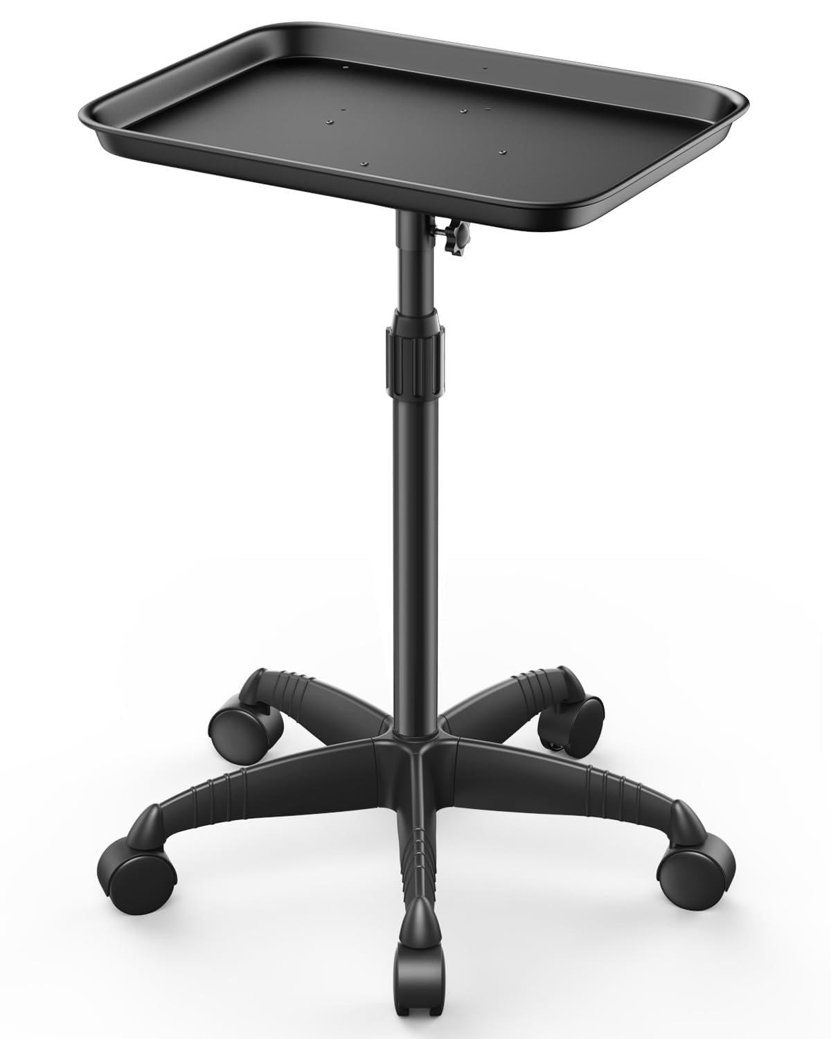 VERYTOP Rolling Salon Tray on Wheels - Adjustable Height 25"-37" Tattoo Tray, Premium Aluminum Easy Assembly Salon Trolley Cart for Clinic Spa Tattoo Studio Elderly Care Home Use(37inch)