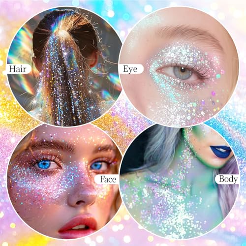 DAGEDA Dazzle Body Glitter Stick,Sparkly Face Glitter Makeup,Holographic Hair Glitters Mermaid Makeup Rave Outfits for Women, Shimmer Face Paint Stick Singer Concert Accessories